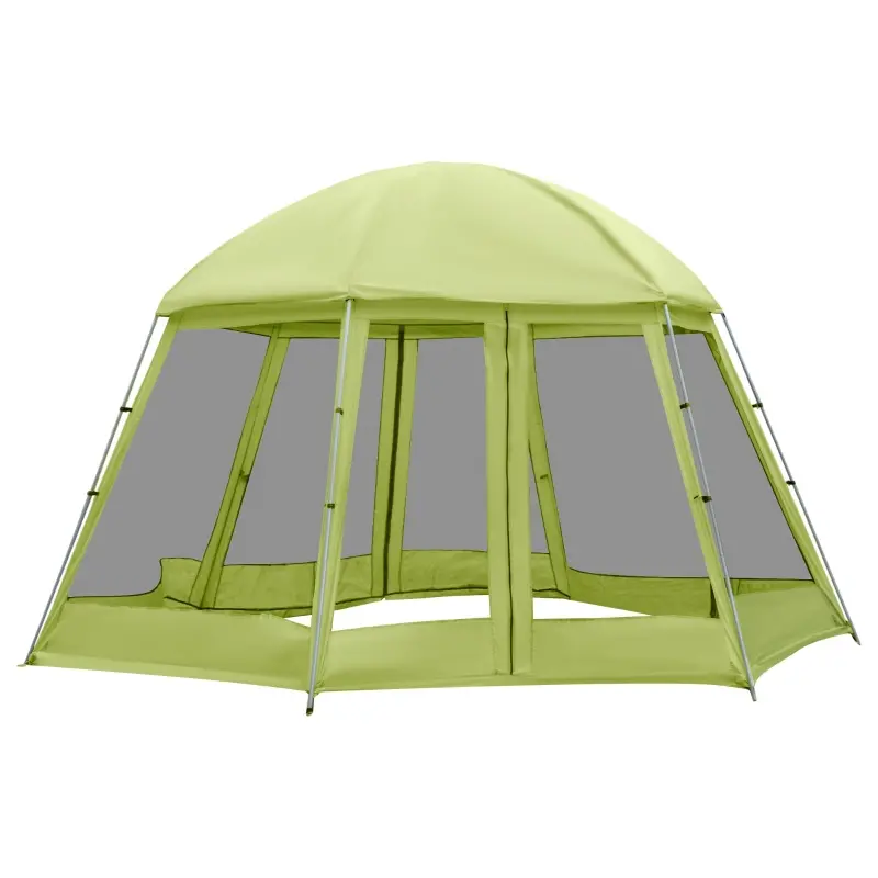 Outsunny Large Screen Tent, Hang Hook for Lantern at Night, 6-8 Person Tent Screen House, 2 Doors for Multiple-Person Entry, Breathable Outdoor Net Canopy Tent, Dome, 16' x 16', Green