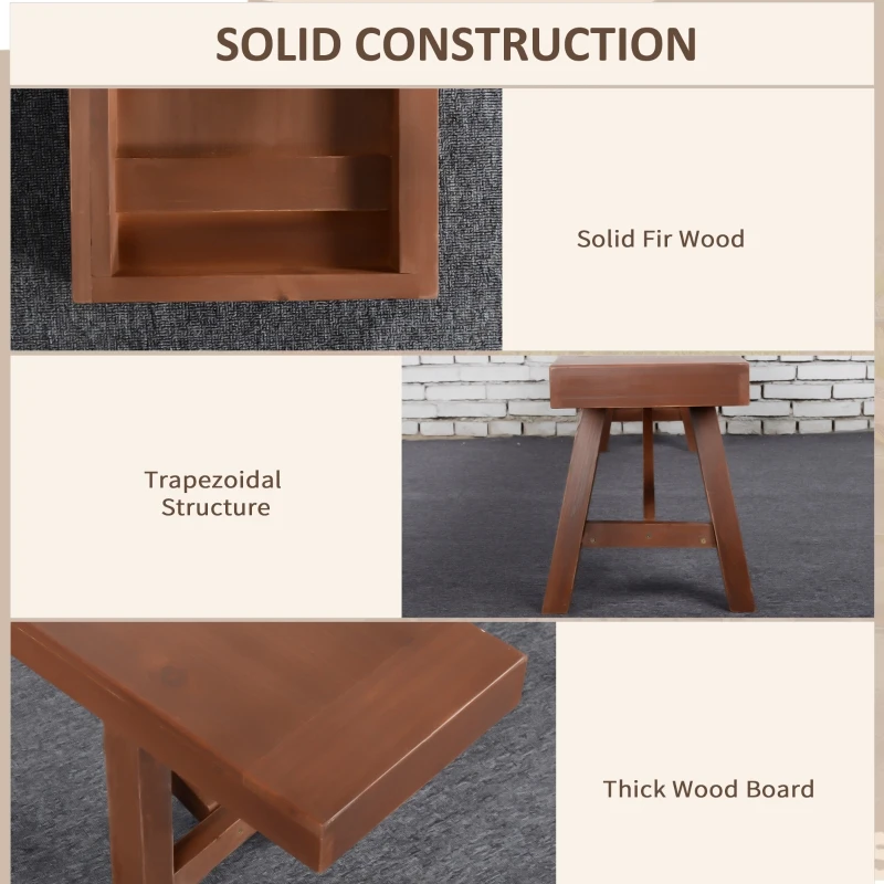 Outsunny Outdoor Garden Bench, 79" Long Patio Wooden Picnic Bench for 3 People, Backless Oil Finished for Backyard and Porch, Brown