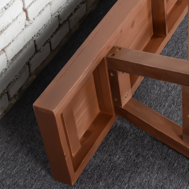 Outsunny Outdoor Garden Bench, 79" Long Patio Wooden Picnic Bench for 3 People, Backless Oil Finished for Backyard and Porch, Brown