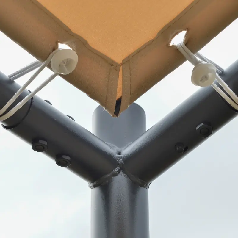 Outsunny 10' x 9.5' x 9.5' Outdoor Wall Patio Gazebo Canopy with PVC Coated Polyester Roof, Steel Frame, & Spacious Build, Beige