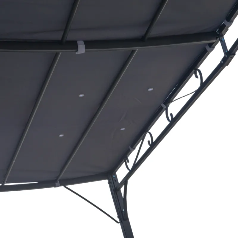 Outsunny Durable 10x10 Steel Pergola, Wall-Mounted with Canopy for Patio Perfect for Homeowners, Gray
