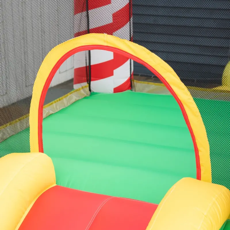 Outsunny 3-in-1 Kids Inflatable Bounce House Christmas Jumping Castle with Christmas Tree Pattern, Includes Trampoline, Pool, Slide, Carry Bag, Repair Patches and Air Blower