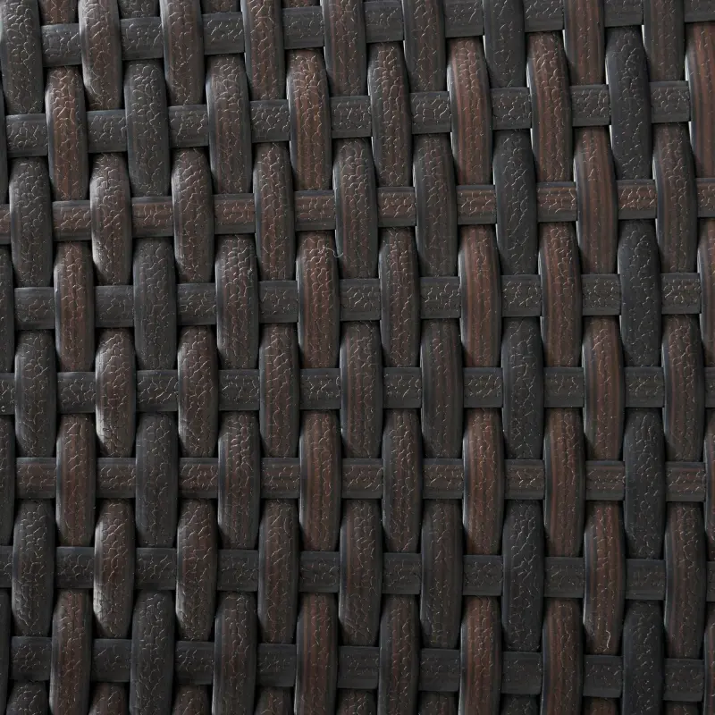 Outsunny 8 Piece Outdoor Rattan Sofa, Half Round Patio Furniture Set with Side Tables, Umbrella Hole, and Cushions, Mixed Brown and Beige