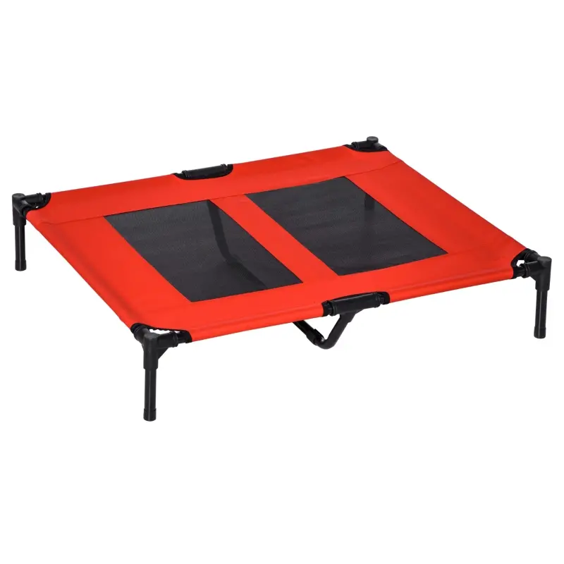 PawHut 36" x 30" Elevated Cooling Summer Dog Cot Pet Bed With Mesh Ventilation - Red