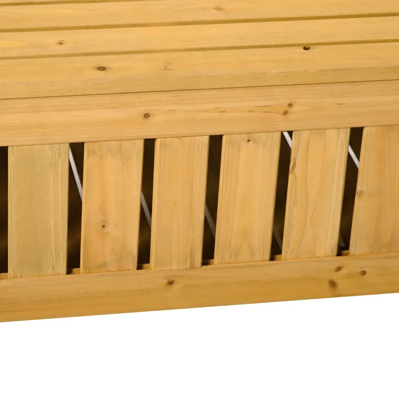 Outsunny Wooden Outdoor Storage Bench 2-Person Backyard Patio Bench with Louvered Side Panels & Wood Build, Yellow