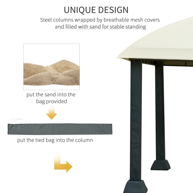 Outsunny 12' x 12' Steel Gazebo Canopy Party Tent Shelter with Double Roof, Curtains and Netting Sidewalls, Beige