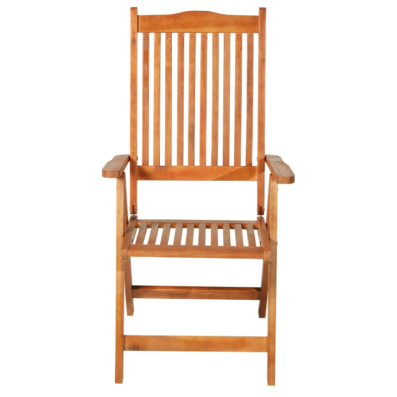 Outsunny Outdoor Acacia Wood Dining Patio Chair Foldable with 5 Adjustable Seat Positions