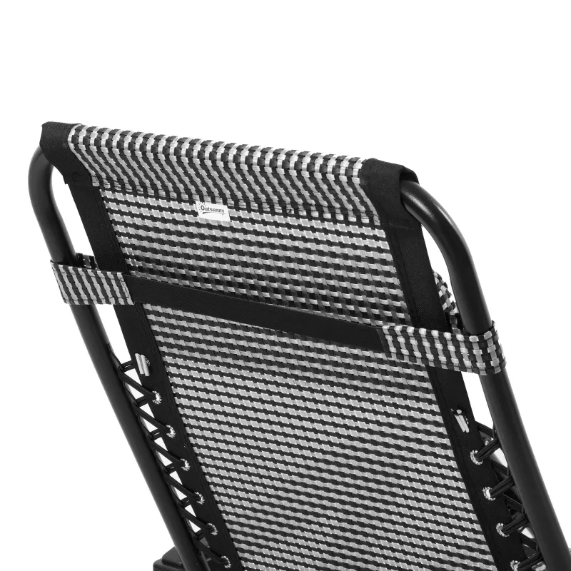 Outsunny 3 Pieces Foldable Patio Lounge Chair, Zero Gravity Chair Set of 2 with Side Table and Cup Holder, Reclining Chairs with Foot Massager Function, Headrest, Grey and Black