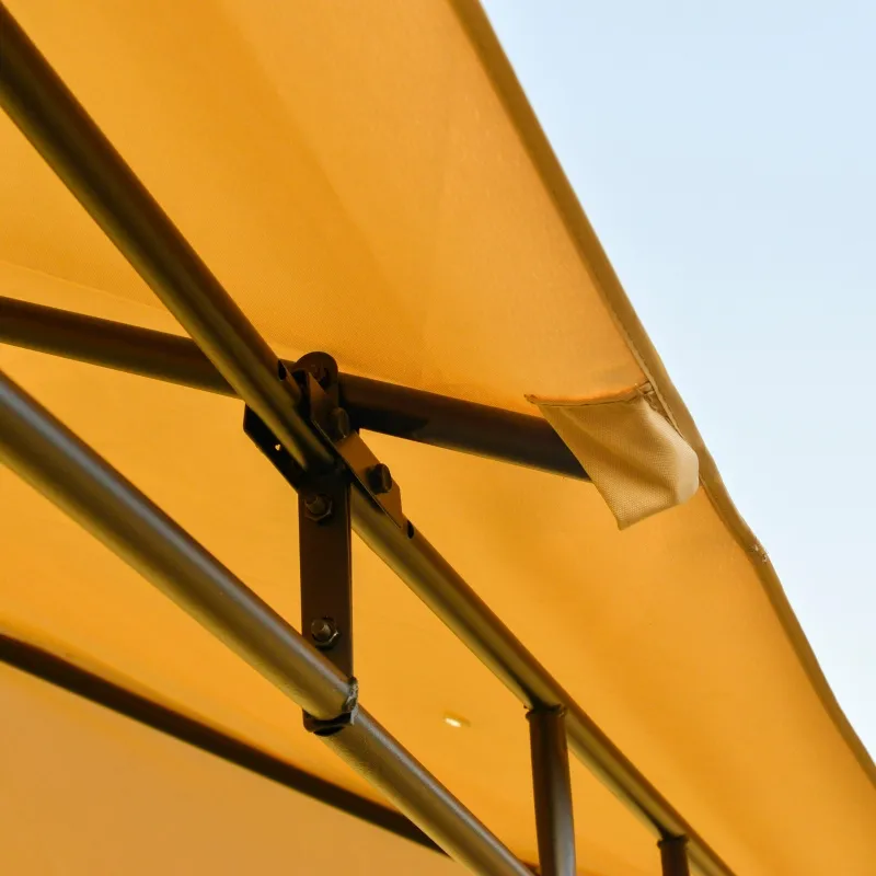 Outsunny 10' x 10' Gazebo Canopy Party Tent Garden Pavilion Patio Shelter Outdoor with Double Tiered Roof, Steel Frame, Beige