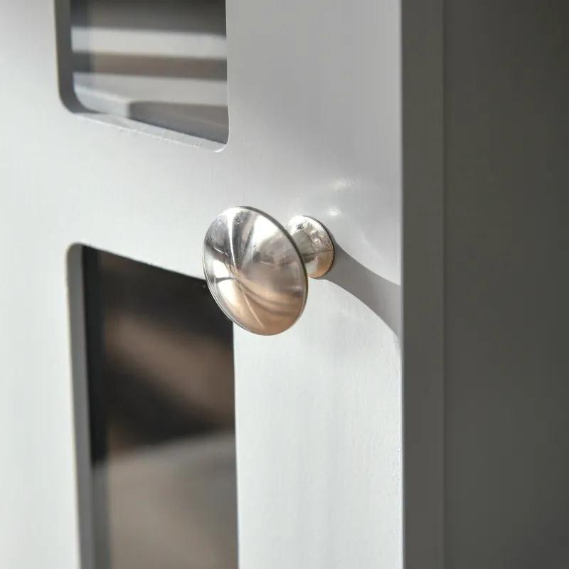 HOMCOM Sideboard, Buffet Cabinet, Coffee Bar Cabinet, Kitchen Cabinet with Storage Shelves, Slatted Framed Doors and Cable Management for Living Room, Gray