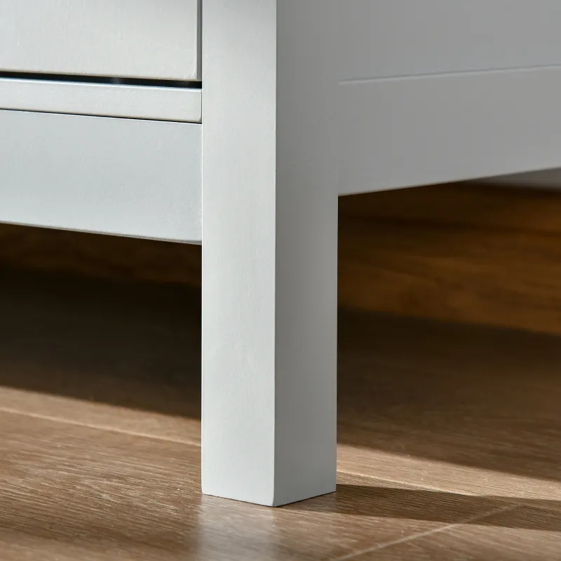 HOMCOM Sideboard, Buffet Cabinet, Coffee Bar Cabinet, Kitchen Cabinet with Storage Shelves, Slatted Framed Doors and Cable Management for Living Room, Gray