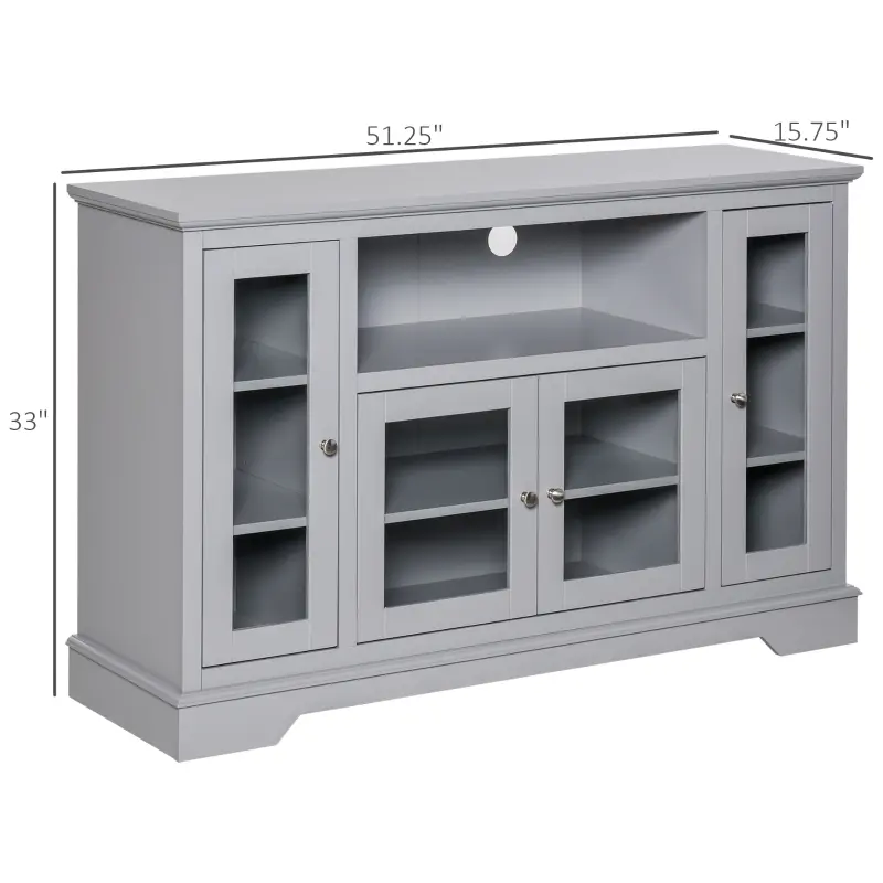 HOMCOM Sideboard Buffet Cabinet with Storage, Kitchen Cabinet Coffee Bar Cabinet with Glass Doors for Living Room, Kitchen, Grey