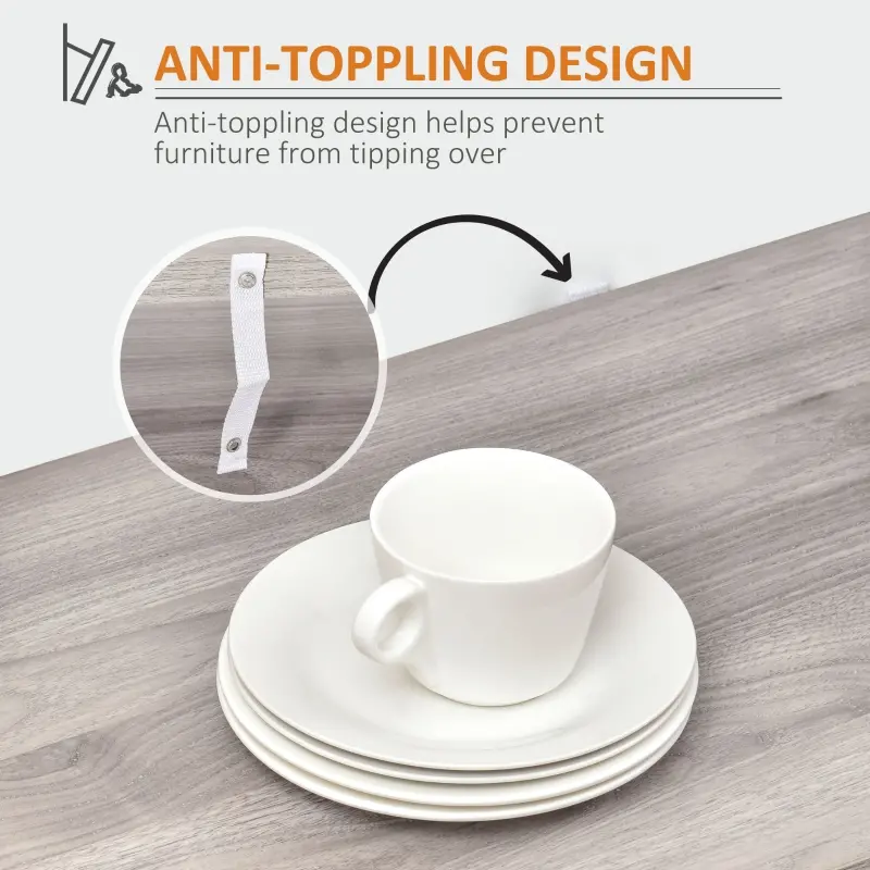 HOMCOM Farmhouse Sideboard Buffet Cabinet, Coffee Bar Cabinet with Storage Shelves, Kitchen Cabinet with 2 Framed Glass Doors and Anti-Topple, Distressed Gray