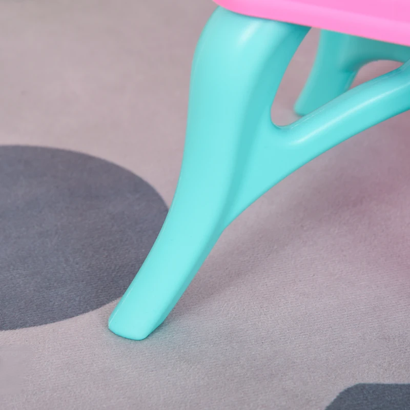 Qaba 2 In 1 Musical Piano Kids Dressing Table Set, 32 PCS Vanity Make Up Desk, Children Pretend Toy, with Beauty Kit, Mirror, Stool, Light, for 3-6 Years Old, Pink, Blue