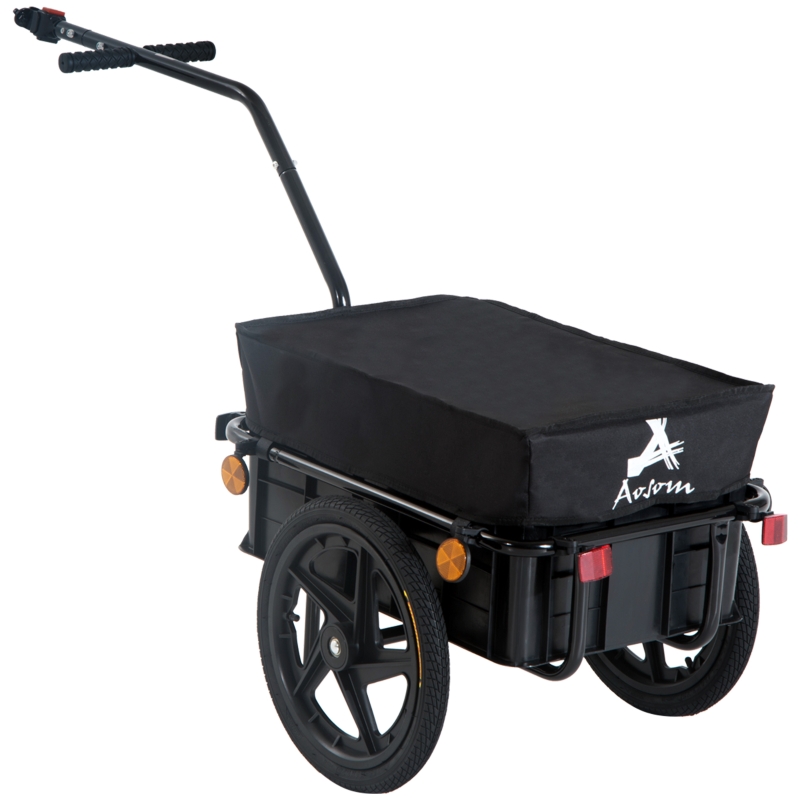 Aosom Bicycle Cargo Trailer with Removable Box and Waterproof Cover, Bike Wagon Trailer with Two 16in Wheels
