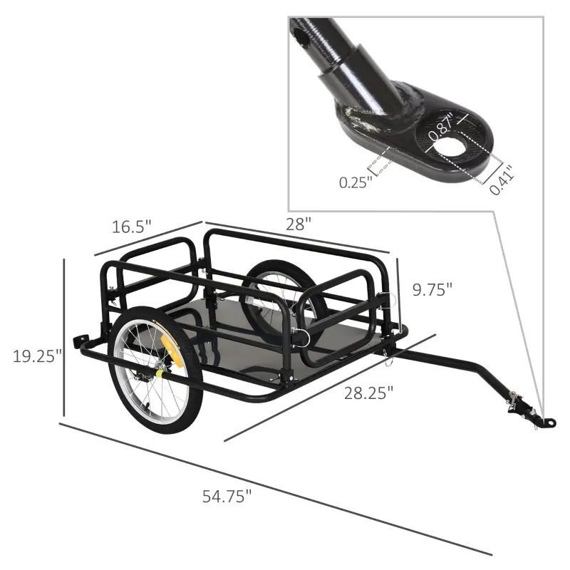 Aosom Cycle Utility Trailer All-terrain Folding Bicycle Storage Cart with Hitch for Pavement, Gravel, Grass, Sand, Mud, Hills