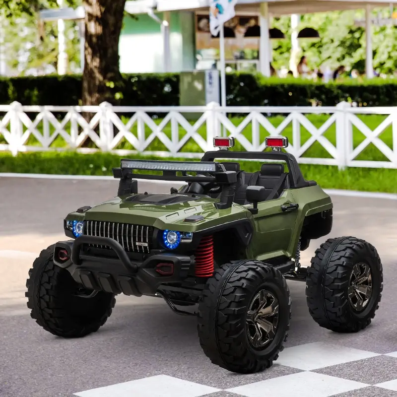 Aosom Kids Ride On Car Off Road Toy Truck SUV, 12V Electric Battery Powered with Remote Control, MP3 function, Adjustable Speed, and Four Wheel Spring Suspension, Green