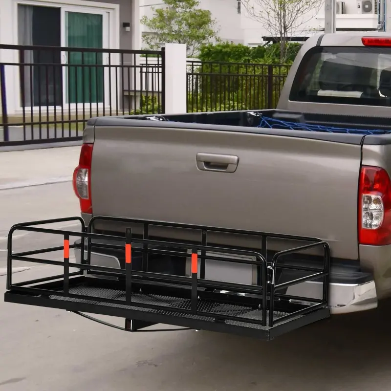 Aosom Hitch Cargo Carrier Hitch Mount with Luggage Storage and 6 Visibility Reflectors