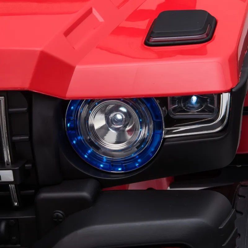 Aosom Kids Ride-On Car 12V RC 2-Seater Police Truck Electric Car For Kids with Full LED Lights, MP3, Parental Remote Control (Red)
