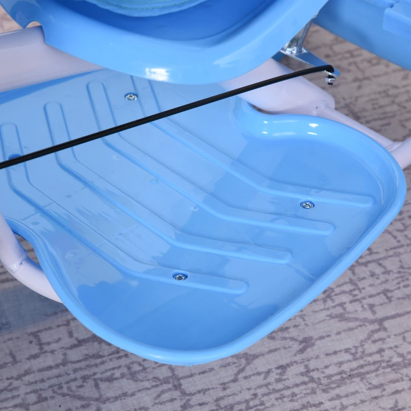 Qaba Kids Tricycle Ride-On Moped Canopy Tricycle with Stylish Design & Interactive Music & Lighting Functions, Gift for Baby Toddler Boys Girls, Blue