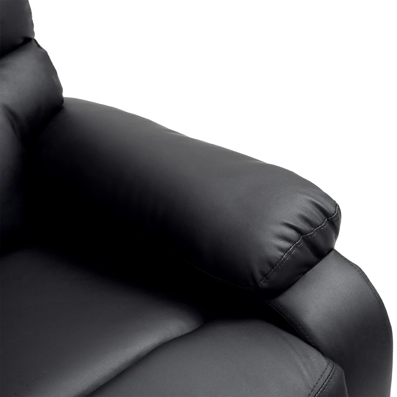 HOMCOM Manual Massage Recliner Chair Padding Single Sofa with Heat and Remote Control, 8 Massaging Points, Storage Pockets, PU Leather, Black