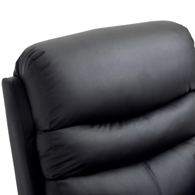 HOMCOM Manual Massage Recliner Chair Padding Single Sofa with Heat and Remote Control, 8 Massaging Points, Storage Pockets, PU Leather, Black