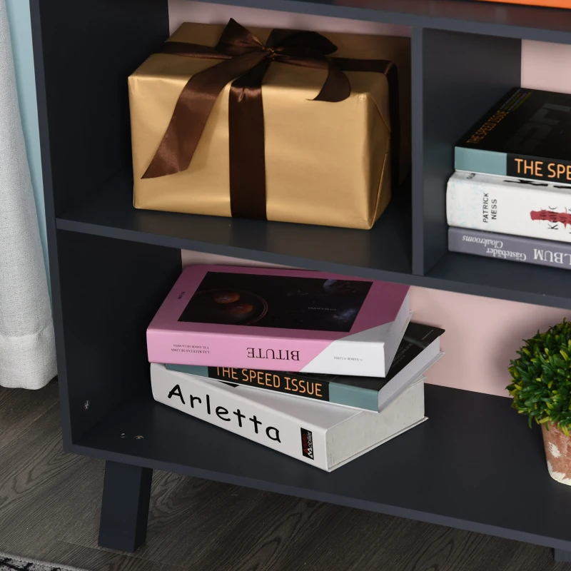 HOMCOM 3-Tier Child Bookcase Open Shelves Cabinet Floor Standing Cube Storage Organizer with Drawers - Pink