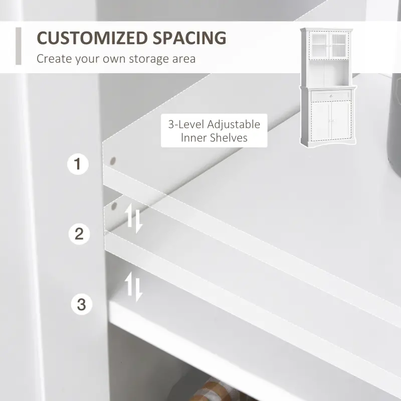 HOMCOM 71" Traditional Large Kitchen Pantry Cabinet Freestanding,White