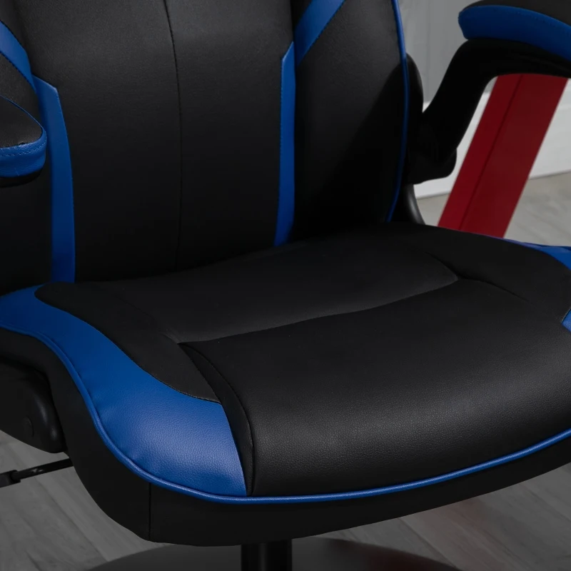 Vinsetto High Back Video Gaming Chair Height Adjustable Flip-up Armrest 360° Swivel Racing Gamer with Pedestal Base, Black and Blue