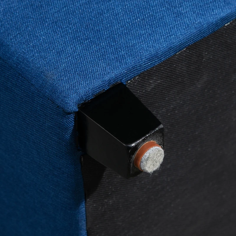 HOMCOM Tufted Ottoman Linen-Touch Fabric Upholstered Footrest Stool with Anti-Slip Pads, Blue