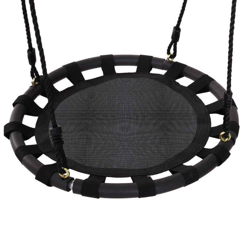 HOMCOM Hanging Tree Swing, Flying Platform Attaches to Tree or Existing Swing Set for Backyard and Heavy Duty, Black