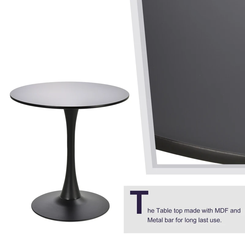 HOMCOM  Modern 27.5" Round Cocktail Table with a Stable Metal Base for Living Room, Porch, and Parties, Black