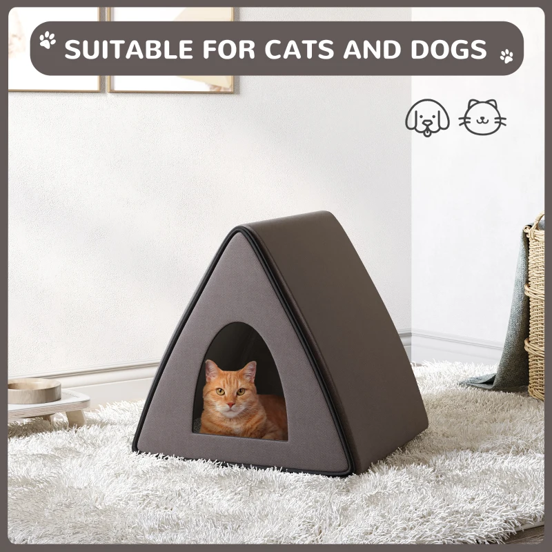 PawHut Heated Cat House A-Frame Pet Shelter with Zippered Water-resistant Roof for Indoor and Outdoor