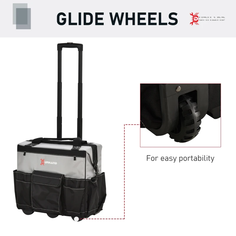 DURHAND 3pcs Rolling Mobile Tool Bag Electrician with 3 Bags for Organization/Storage and Adjustable Carrying Handle