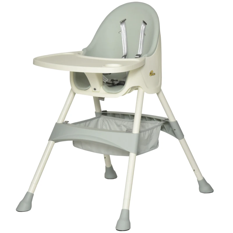 Qaba High Chair Baby Seat with Removable Food Tray for Kids 6 Months - 3 Years, Green