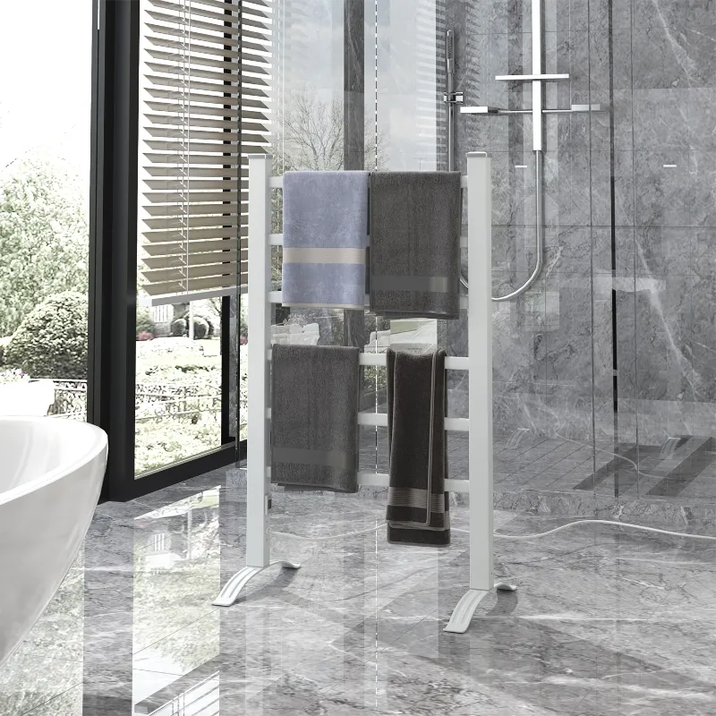 HOMCOM 6-Bar Aluminum Freestanding Electric Towel Warmer Drying Rack