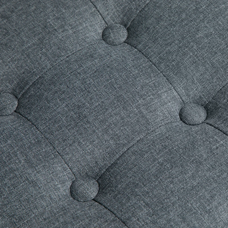 HOMCOM Tufted Ottoman Linen-Touch Fabric Upholstered Footrest Stool with Anti-Slip Pads, Grey