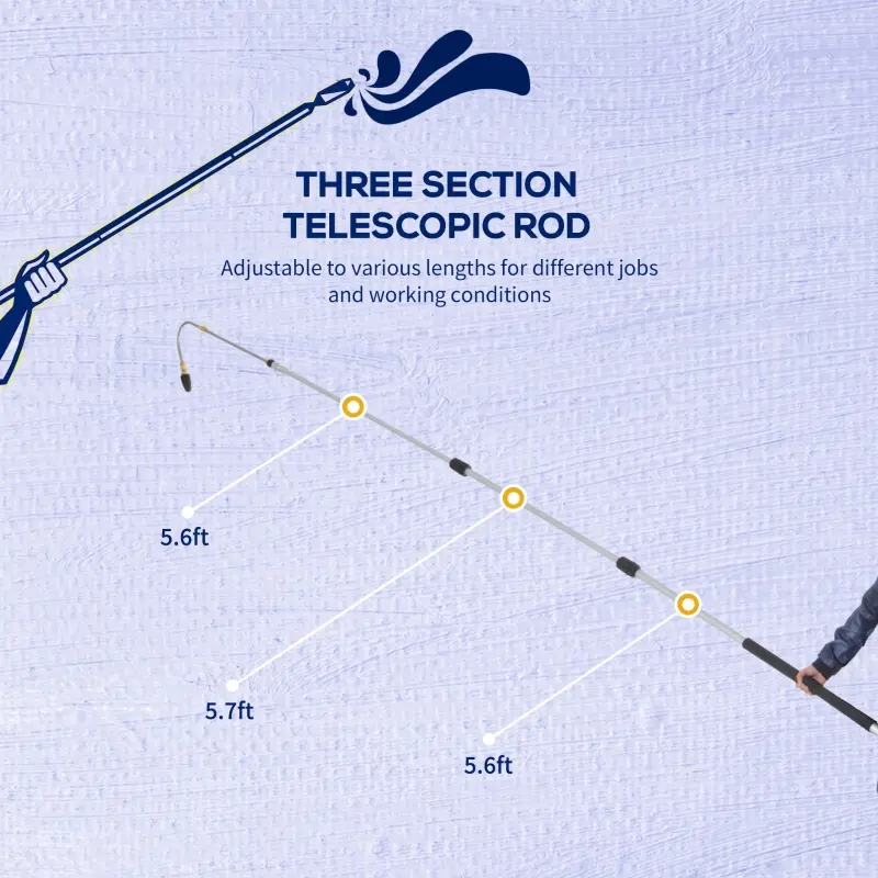 Outsunny Pressure Washer Extension Wand, 18ft High Power Telescoping Pressure Washer Wand with 3/8 Inch Quick Connection, 2 Spray Nozzle Tips, 2 Wand Pivoting Couplers, Support Belt, 4000 PSI