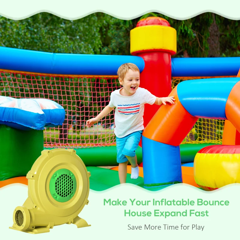 Outsunny Electric Air Inflator, Fast Inflation for Bounce Houses, Castles, Swimming Pools, Portable & Durable, Yellow