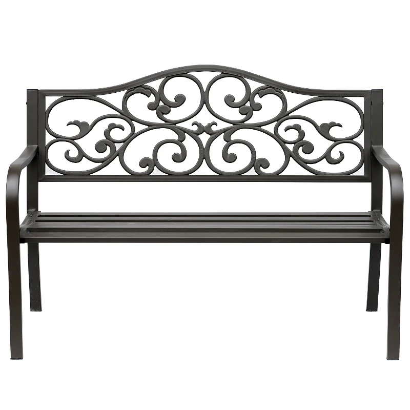 Outsunny 50" Vintage Floral Garden Cast Iron Patio Bench