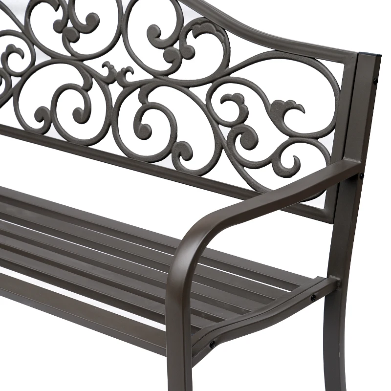Outsunny 50" Vintage Floral Garden Cast Iron Patio Bench