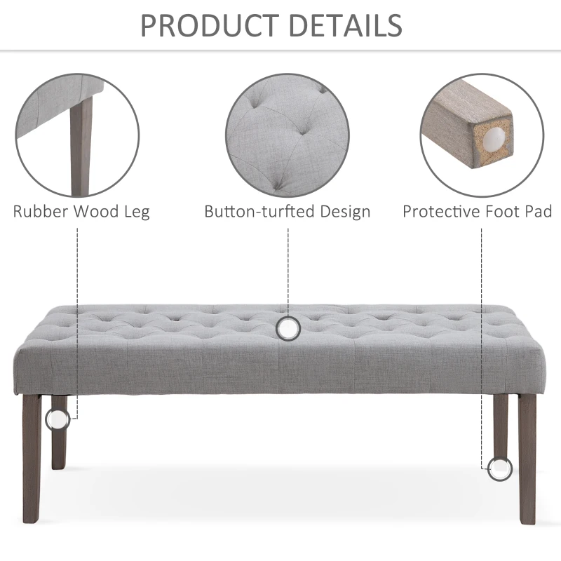 HOMCOM Elegant Bedroom Footstool with Soft Sponge Cushion, Modern Simplicity Design for Household Use