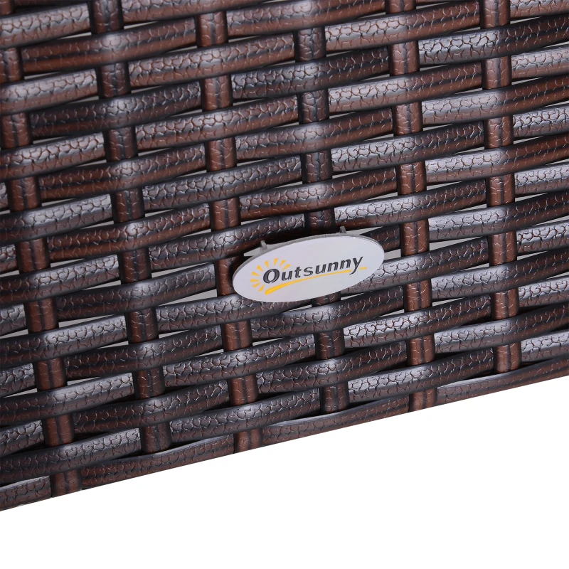 Outsunny 3 Piece Rattan Wicker Side Table Set with Square, Round Shape, Outdoor Garden Coffee Bistro Table, Brown