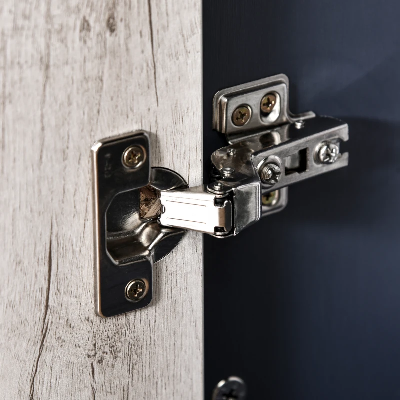 HOMCOM Multifunctional Storage Cabinet Bookcase with Doors and Display Shelves for Books, Photos, Blue and Natural Wood