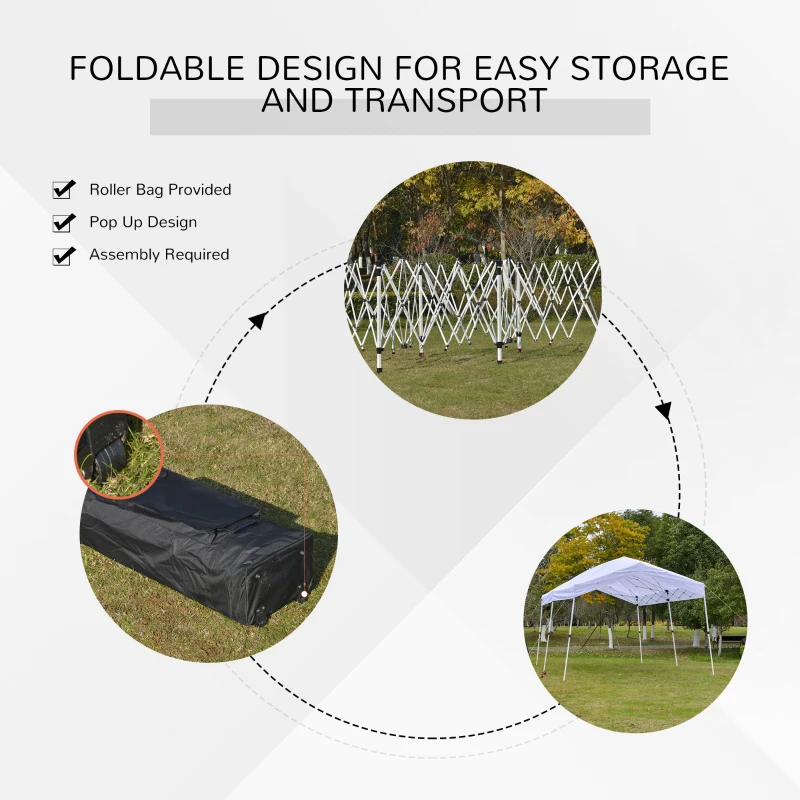 Outsunny 10' x 20' Heavy Duty Pop Up Canopy with Easy Set-Up Design, 3-Level Adjustable Height, Roller Bag, Event Tent for Patio Backyard Garden Wedding Party