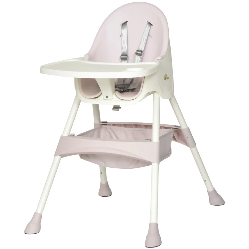 Qaba High Chair Baby Seat with Removable Food Tray for Kids 3 to 6 Months, Pink