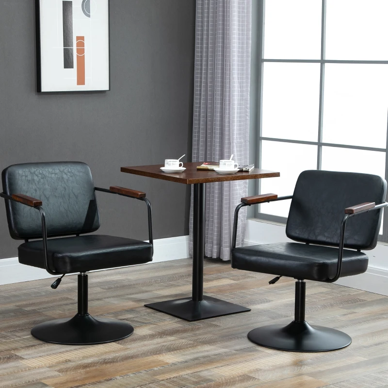 HOMCOM Retro Industrial Square Dining Coffee Bistro Table with Metal Base for Kitchen & Home Bar, Black and Brown