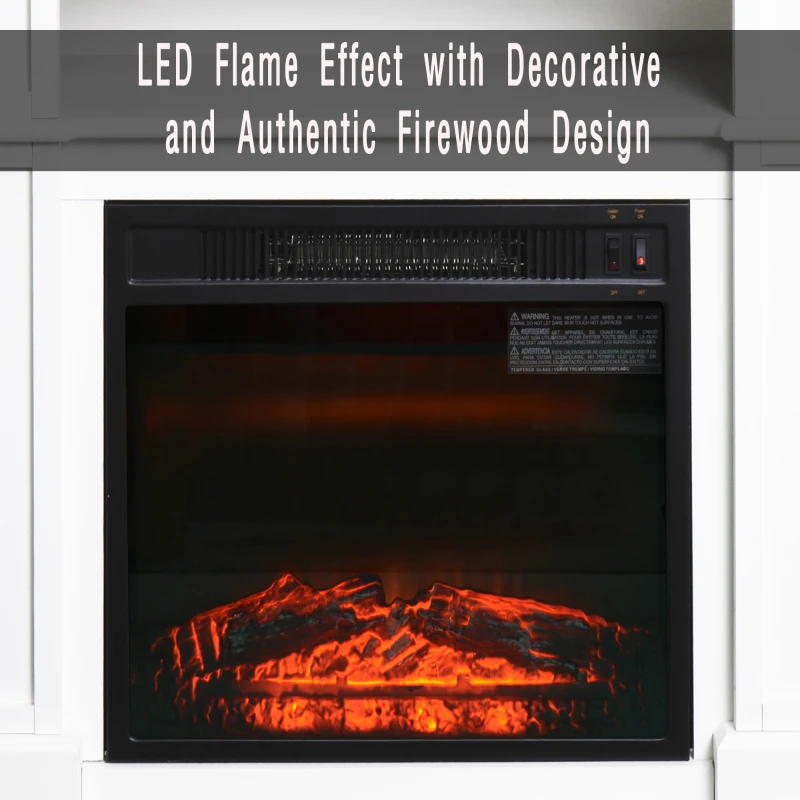 HOMCOM 31.75" W x 31" H Electric Fireplace Mantel TV Stand, Media Console Center Cabinet with a Shelf, White