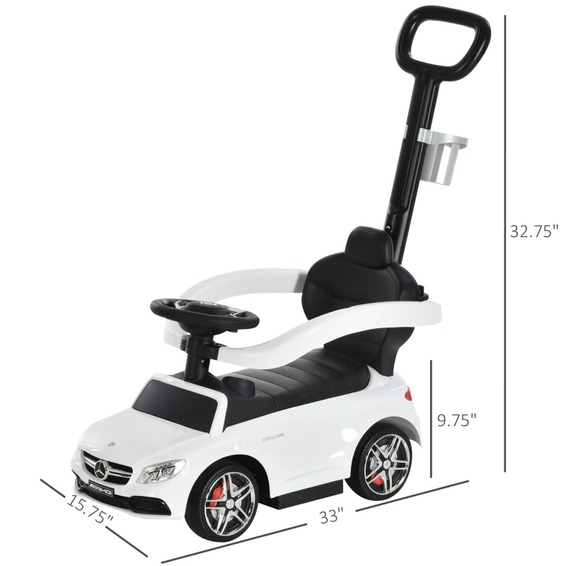 Aosom Push Cars for Toddlers Ride On & Push Car Stroller Sliding Walking Car with Underneath Storage Compartment & Working Steering Wheel, White