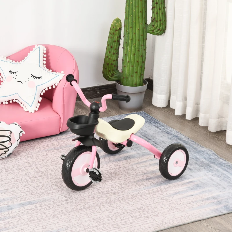 Qaba 3 Wheel Foldable Kids Tricycle Walking Toddler Bike for for 3-5 Year-old Boys & Girls Pink